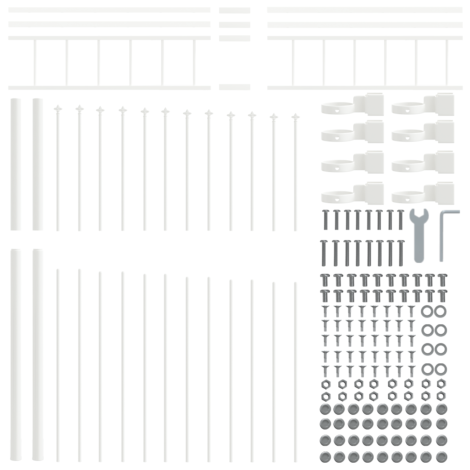 Recinzione da Giardino  con Parte Superiore ad Arco Bianca 5,1x2 m in Acciaio
