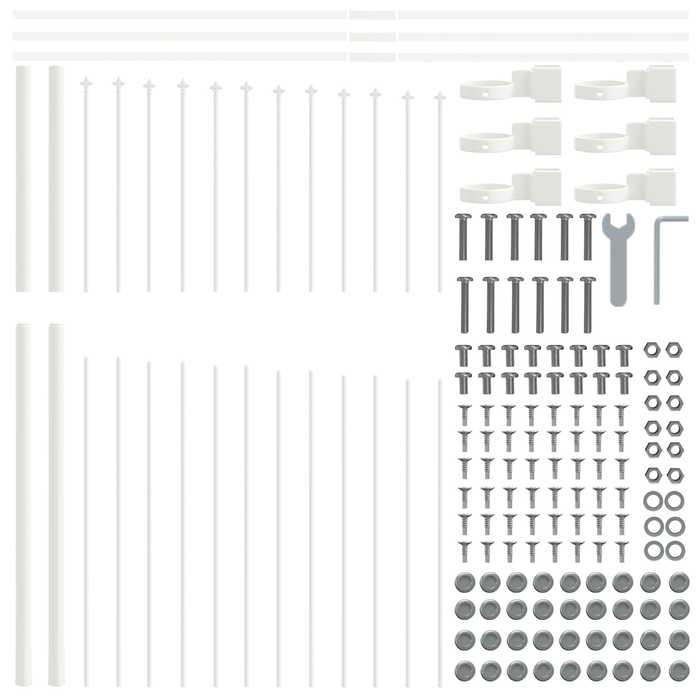 Recinzione da Giardino  con Punte a Cerchi Bianca 6,8x1,75 m in Acciaio