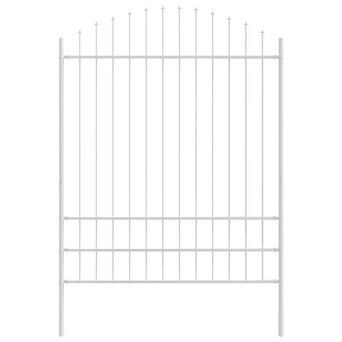 Recinzione da Giardino  con Parte Superiore a Archi Bianca 6,8x2 m Acciaio