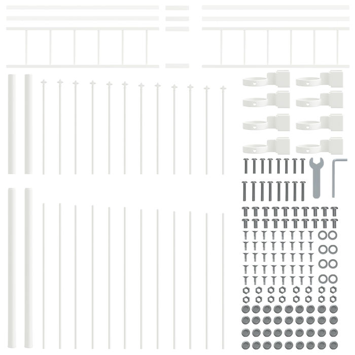 Recinzione da Giardino  con Parte Superiore a Archi Bianca 6,8x2 m Acciaio