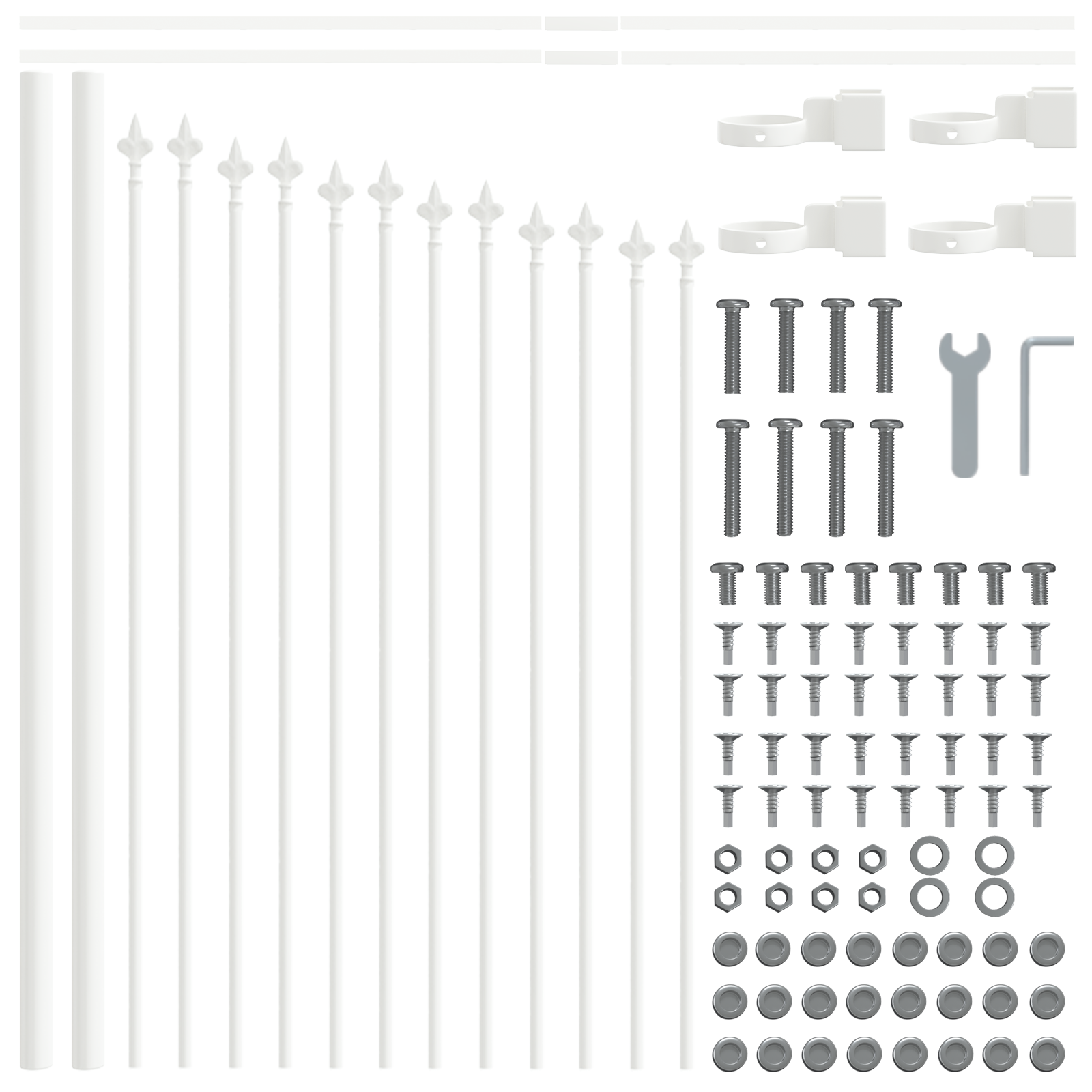 Recinzione da Giardino  con Parte Superiore a Cerchi Bianca 10,2x0,75 m in Acciaio