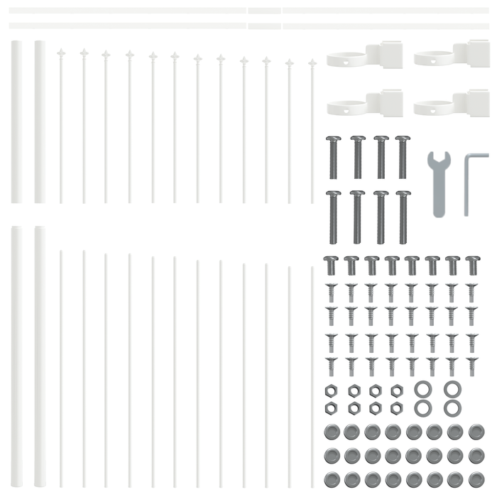 Recinzione da giardino  con cima ad arco bianca 10,2x1,5 m in acciaio