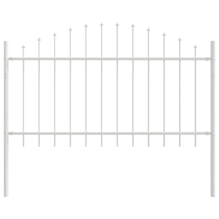 Recinzione da Giardino con Parte Superiore a Curva - Bianco, 11.9 x 1 m, Acciaio