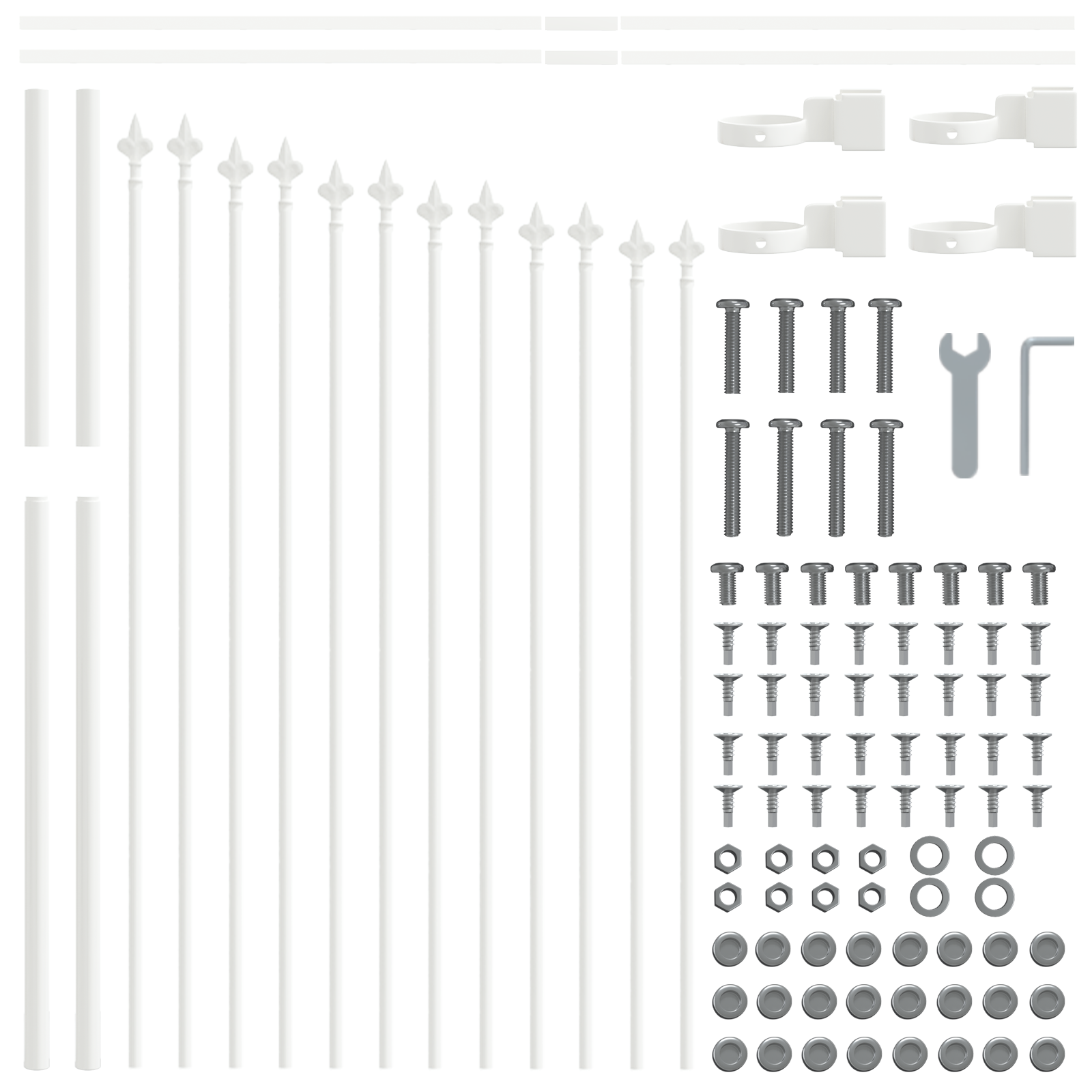 Recinzione da Giardino con Parte Superiore a Curva - Bianco, 11.9 x 1 m, Acciaio
