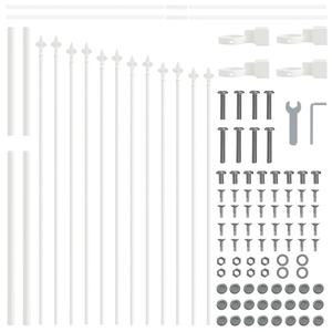 Recinzione da Giardino con Parte Superiore a Curva - Bianco, 11.9 x 1 m, Acciaio