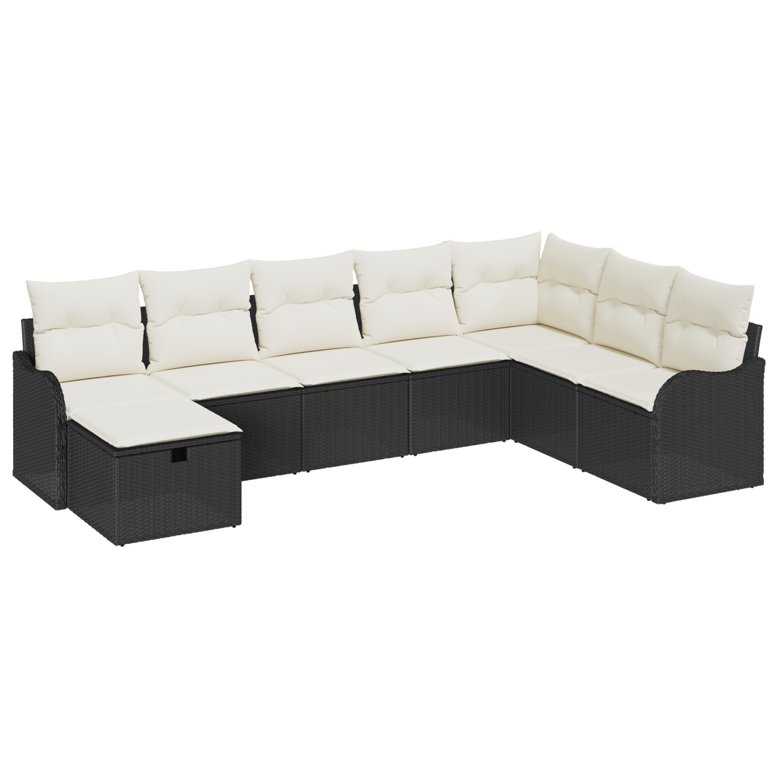 Set di Divani da Giardino  con Cuscini in Polyrattan Nero