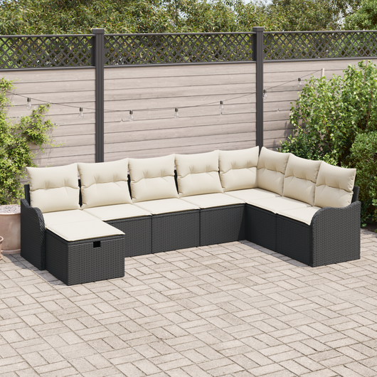 Set di Divani da Giardino  con Cuscini in Polyrattan Nero