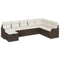 Set Divano da Giardino 8 Pezzi con Cuscini Polyrattan Marrone