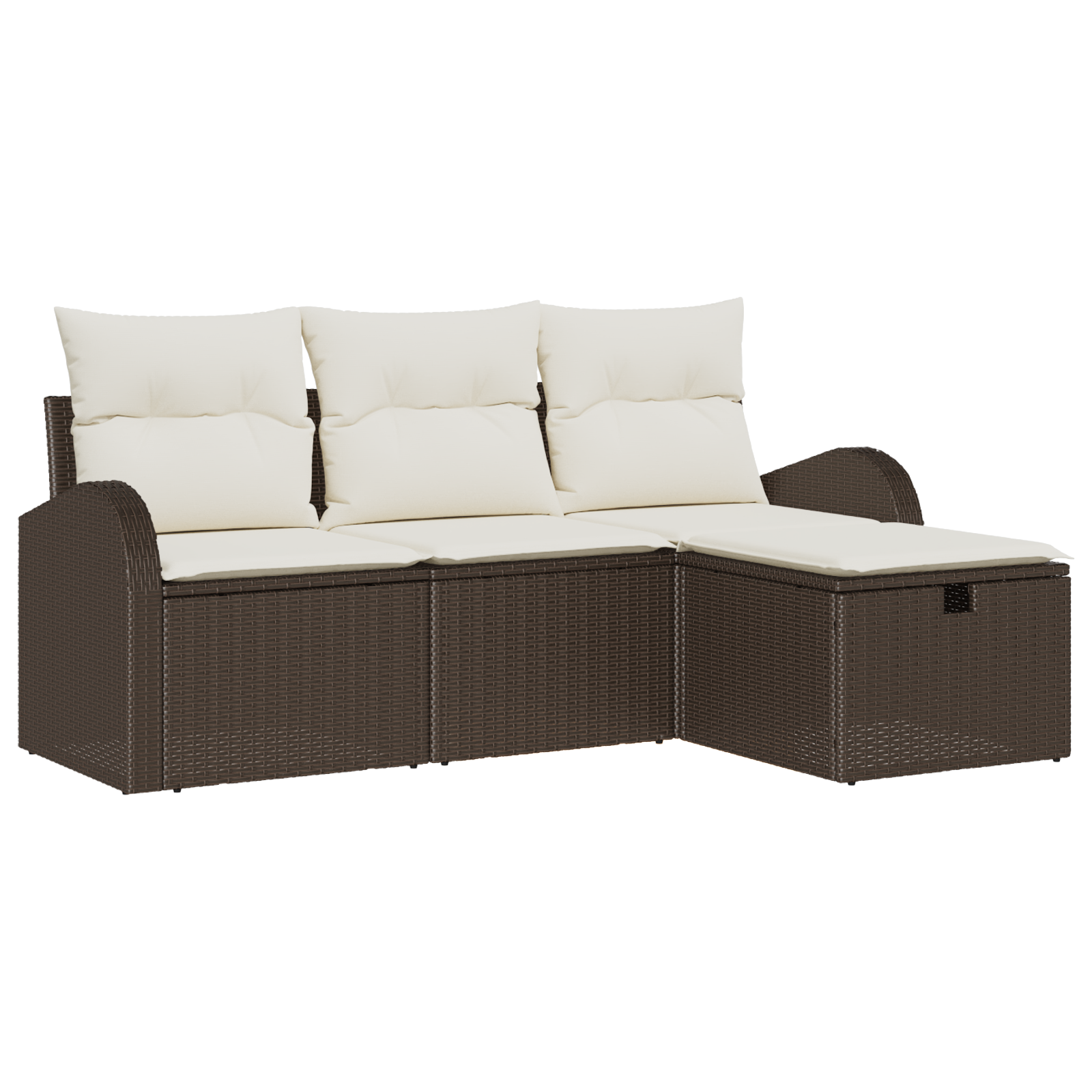 Set di Divani da Giardino 4 Pezzi con Cuscini Marrone Rattan Poli