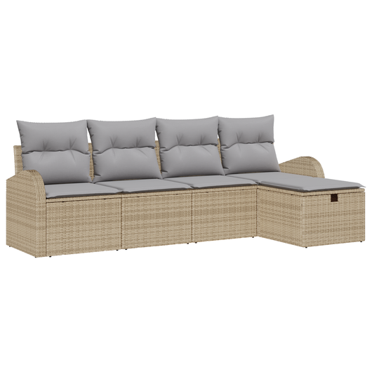 Set divano da giardino  da 5 pezzi con cuscini Beige Polyrattan
