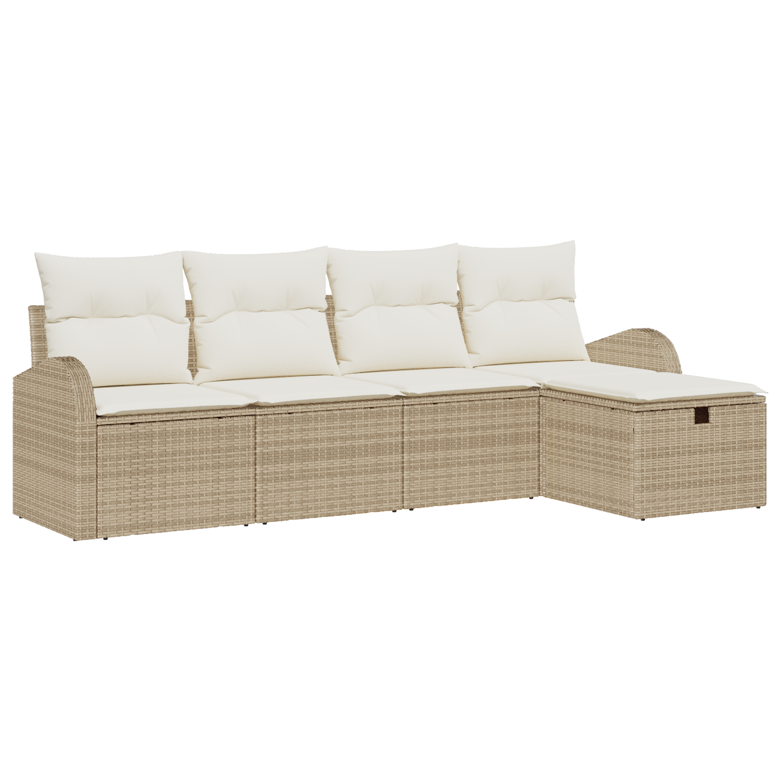 Set Divano da Giardino a 5 Pezzi con Cuscini Beige in Rattan