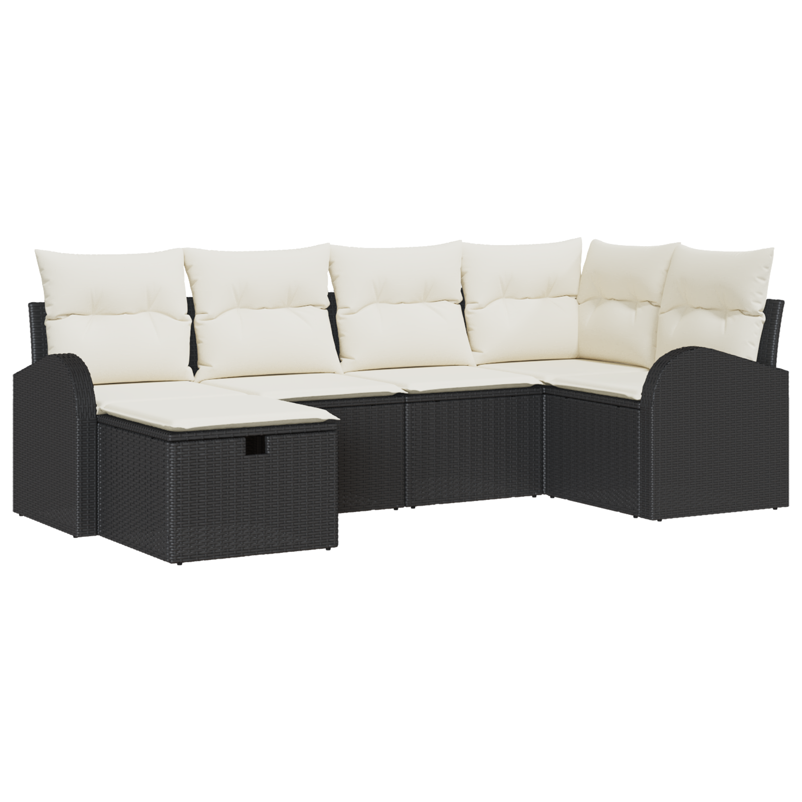 Set divani giardino 6 pezzi con cuscini polyrattan neri
