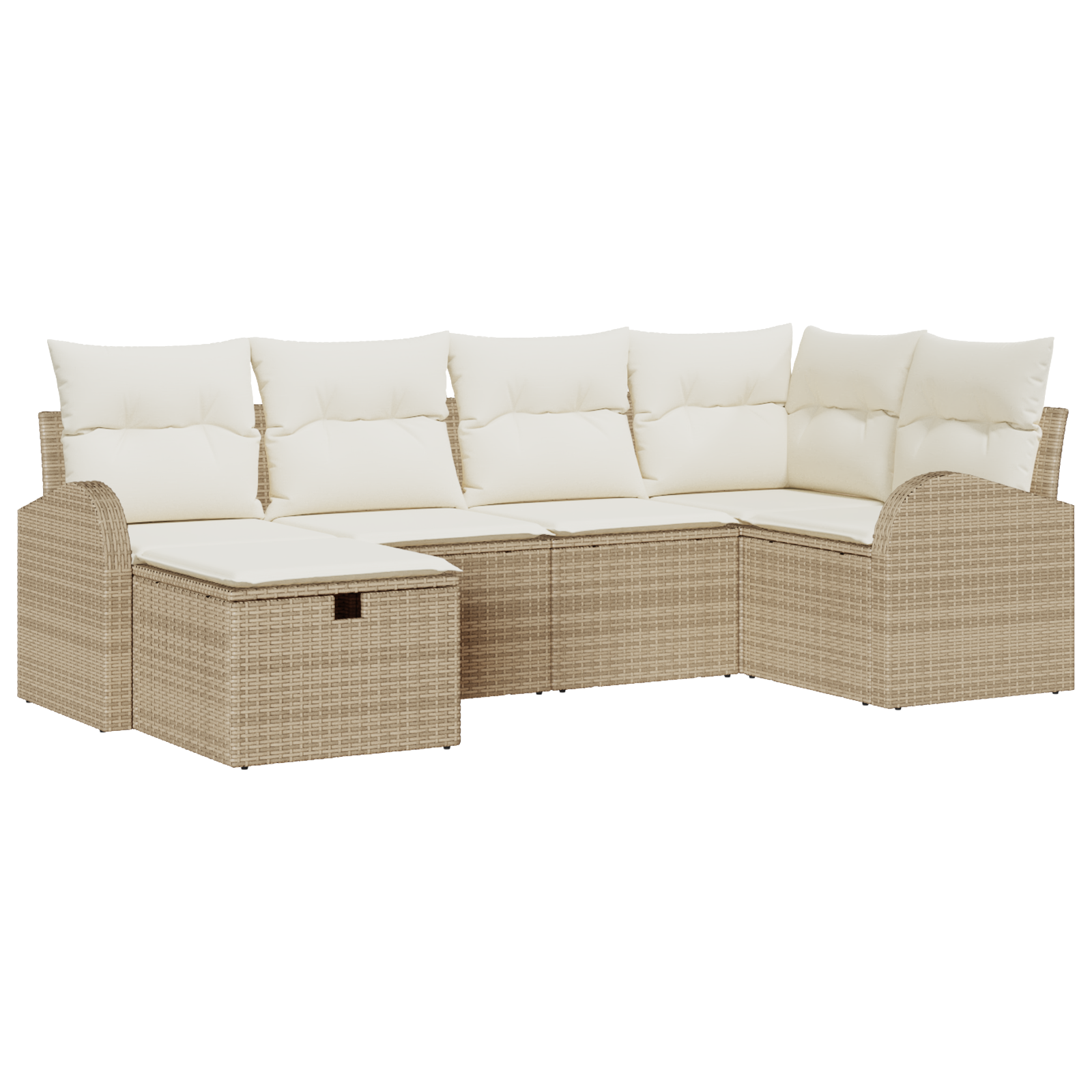 Set Divano da Giardino 6 Pezzi con Cuscini Beige in Polyrattan
