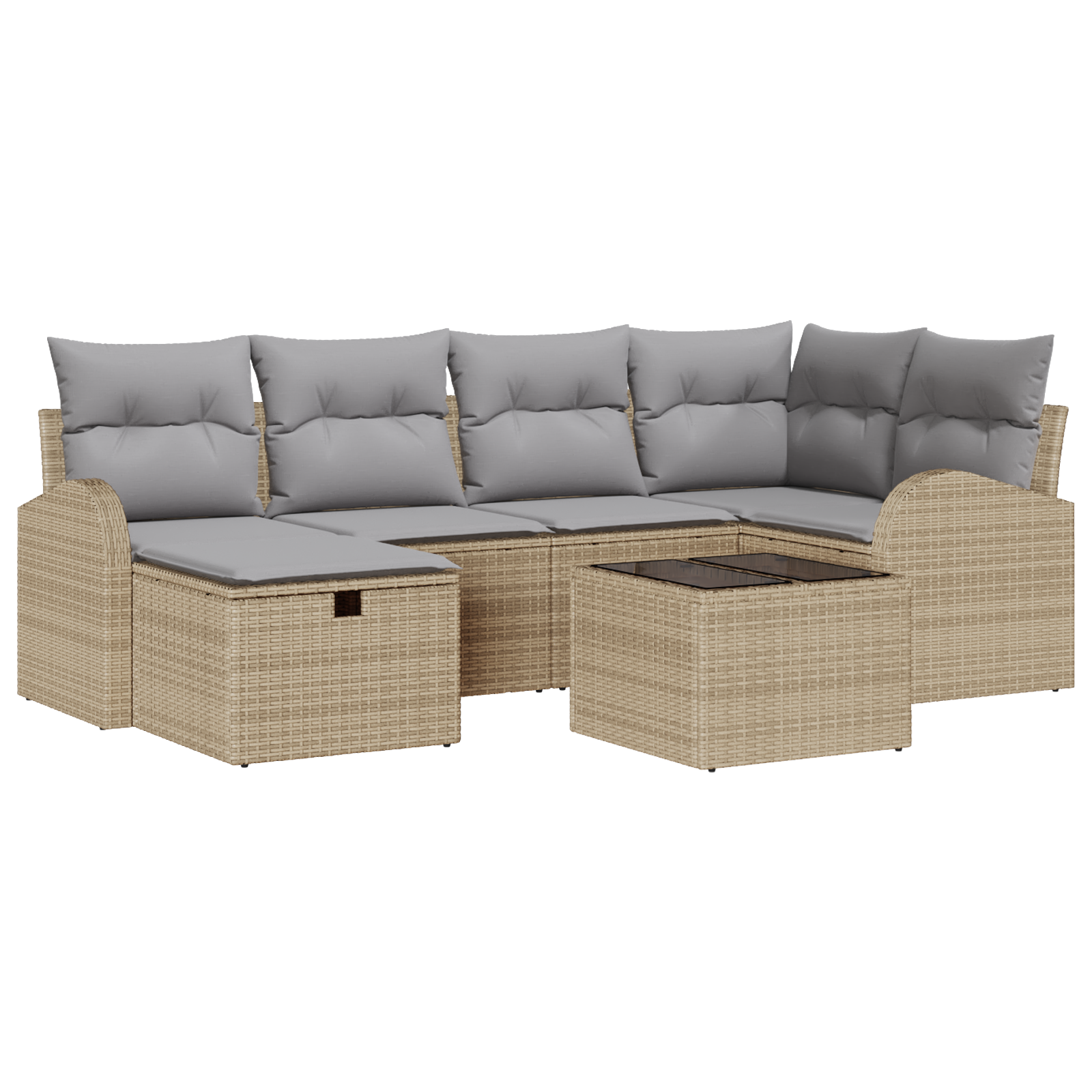 Set divano da giardino  7 pezzi con cuscini Beige Polyrattan