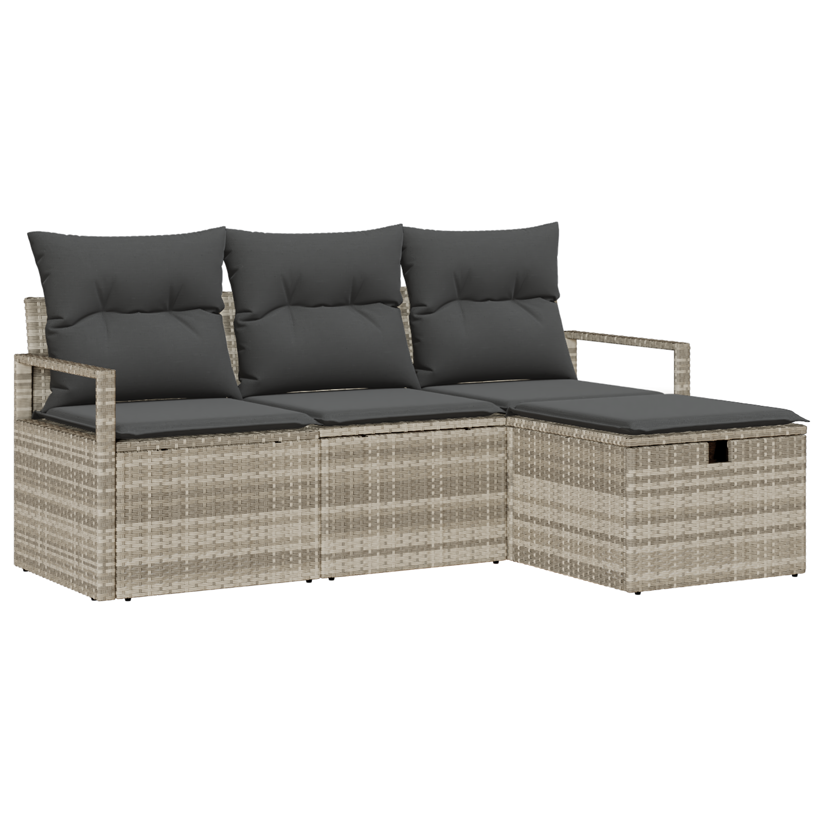 Set di divani da giardino con cuscini  4 pezzi Grigio chiaro in rattan polimerico
