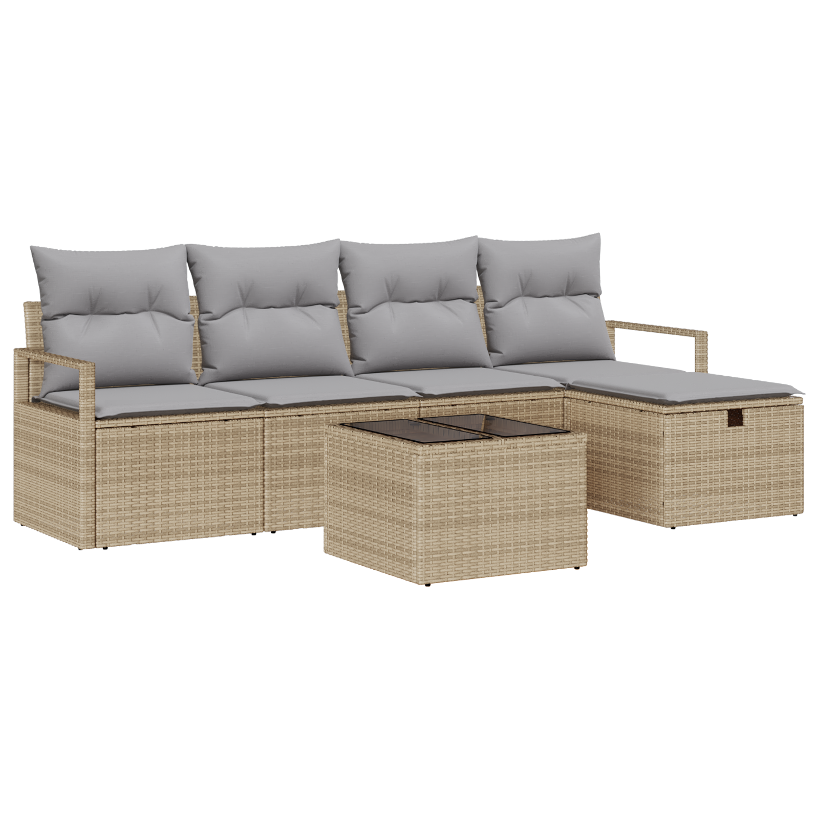 Set Divano da Giardino  a 6 Pezzi con Cuscini Beige Rattan Polimerico