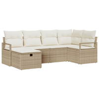 Set divani giardino 6 pezzi con cuscini Rattan poliestere beige