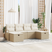 Set di Divani da Giardino 6 Pezzi con Cuscini Beige Polyrattan