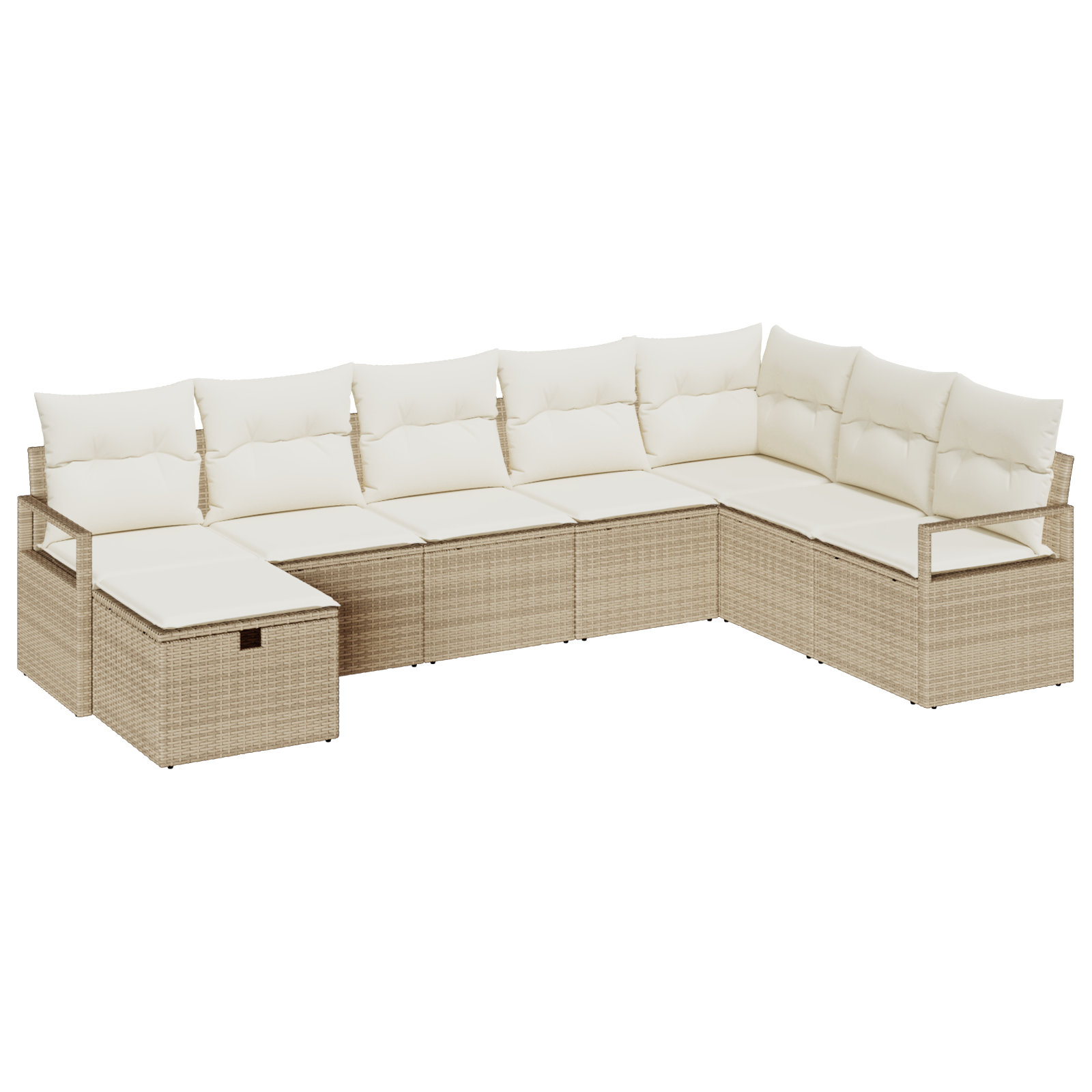 Set di divani da giardino da 8 pezzi con cuscini beige in polyrattan