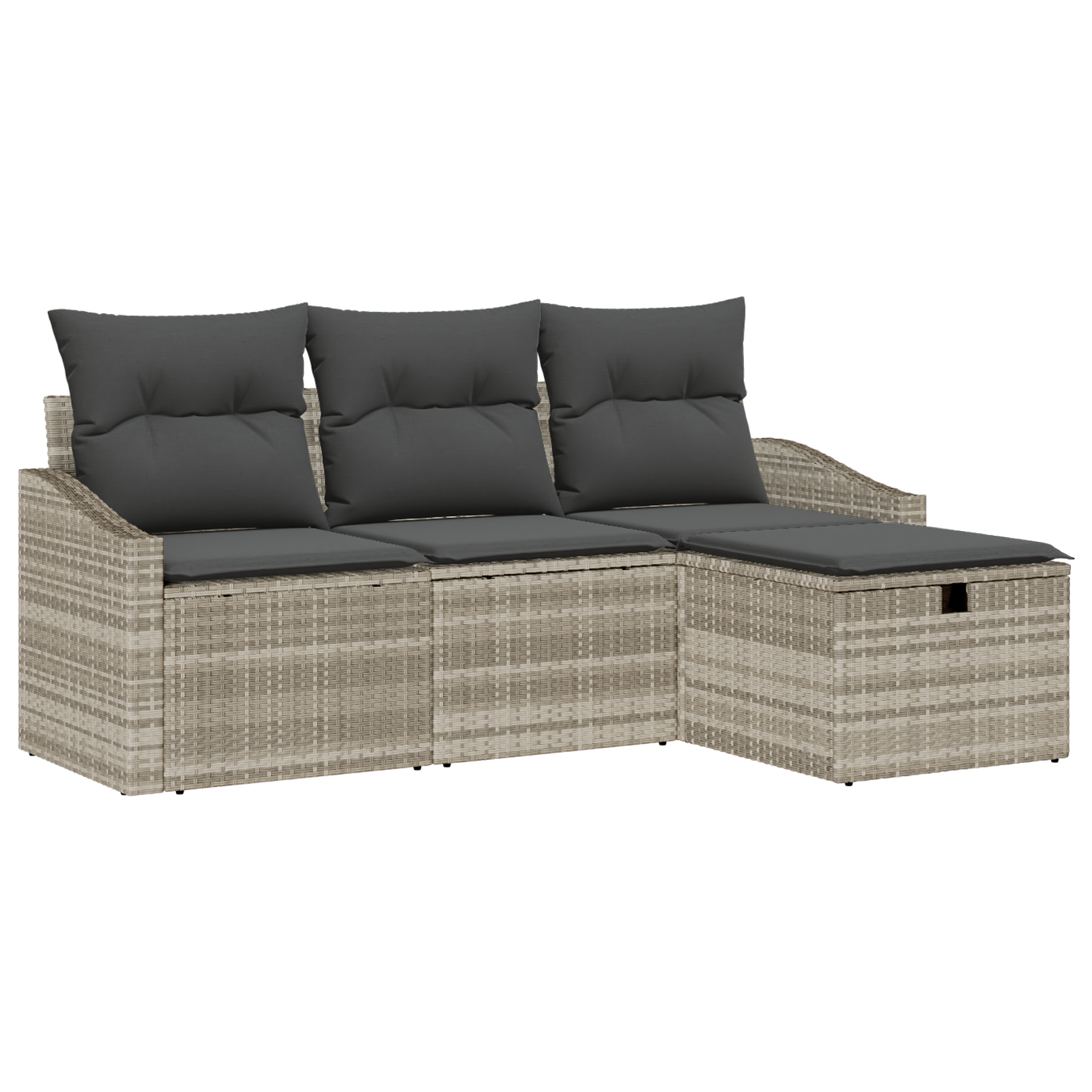 Set di divani da giardino 4 pezzi con cuscini grigio chiaro polyrattan