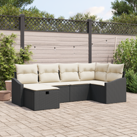 Set di Divani da Giardino 6 Pezzi con Cuscini in Rattan Polyrattan Nero