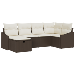 Set Divano Giardino con Cuscini Marrone Polyrattan