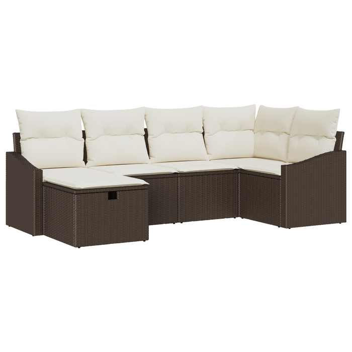 Set Divano Giardino con Cuscini Marrone Polyrattan