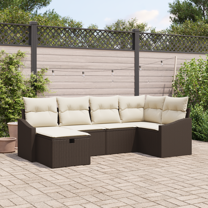 Set Divano Giardino con Cuscini Marrone Polyrattan