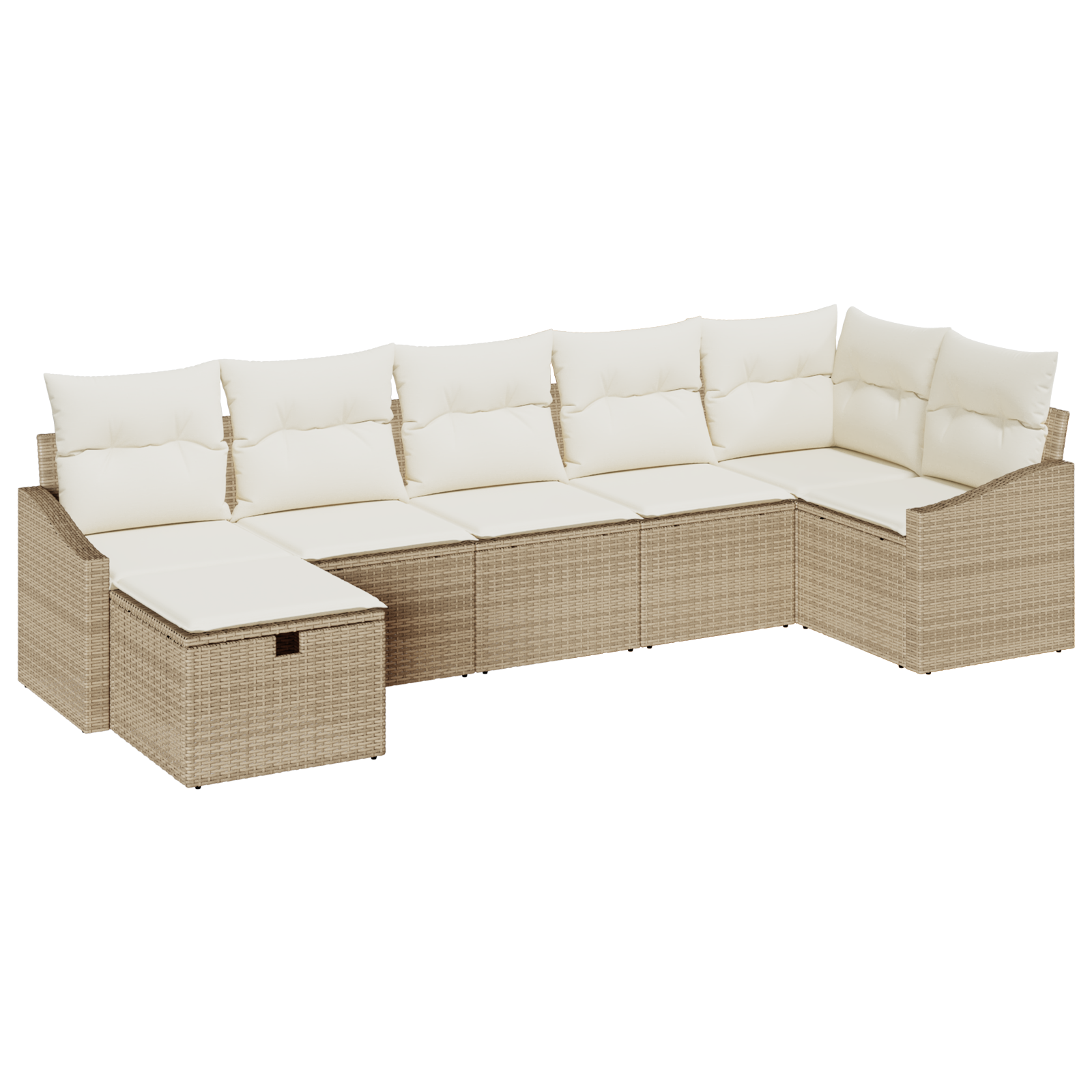 Set di Divani da Giardino 7 Pezzi con Cuscini Beige Polyrattan