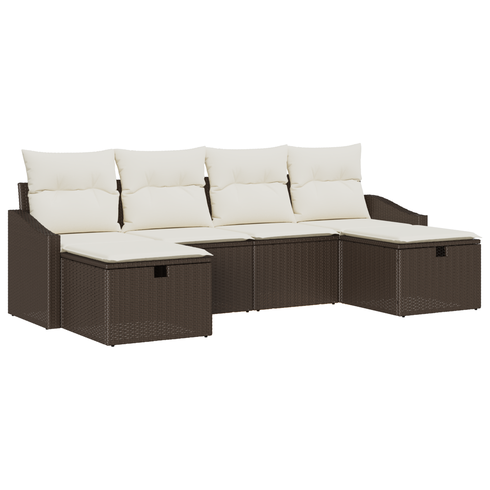 Set Divano da Giardino 6 Pezzi con Cuscini Polyrattan Marrone