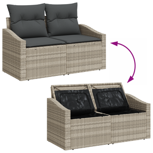 Set Divano da Giardino in 6 Pezzi con Cuscini Grigio Chiaro Rattan Sintetico