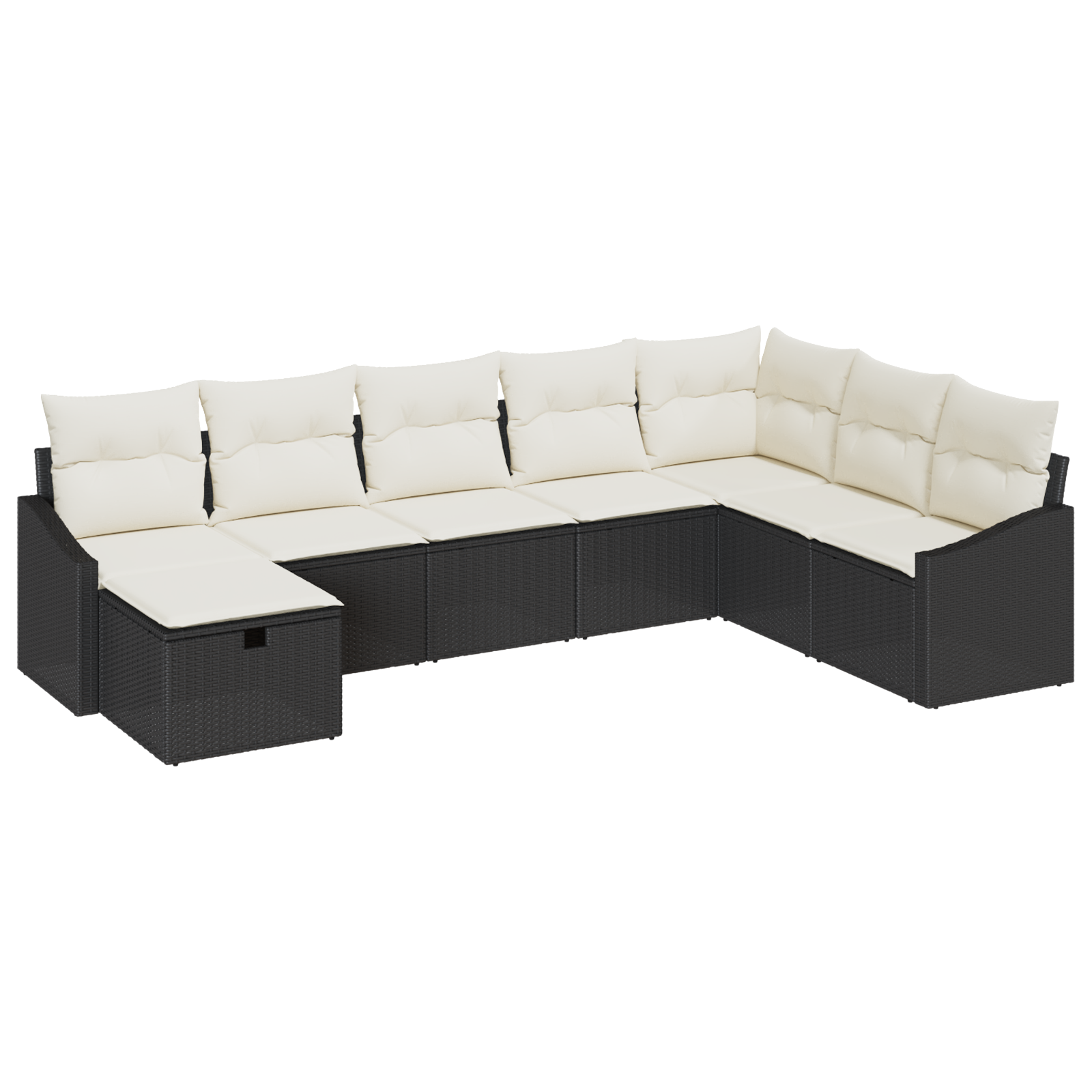 Set Divano da Giardino a 8 Pezzi con Cuscini Nero Polyrattan