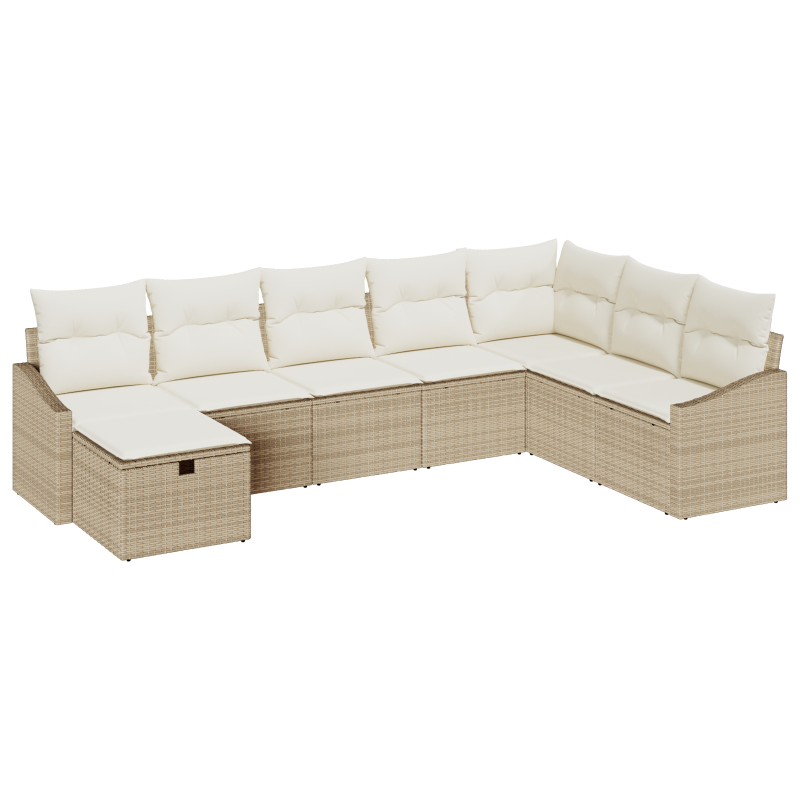 Set Divano da Giardino a 8 Pezzi con Cuscini Beige Rattan Poli