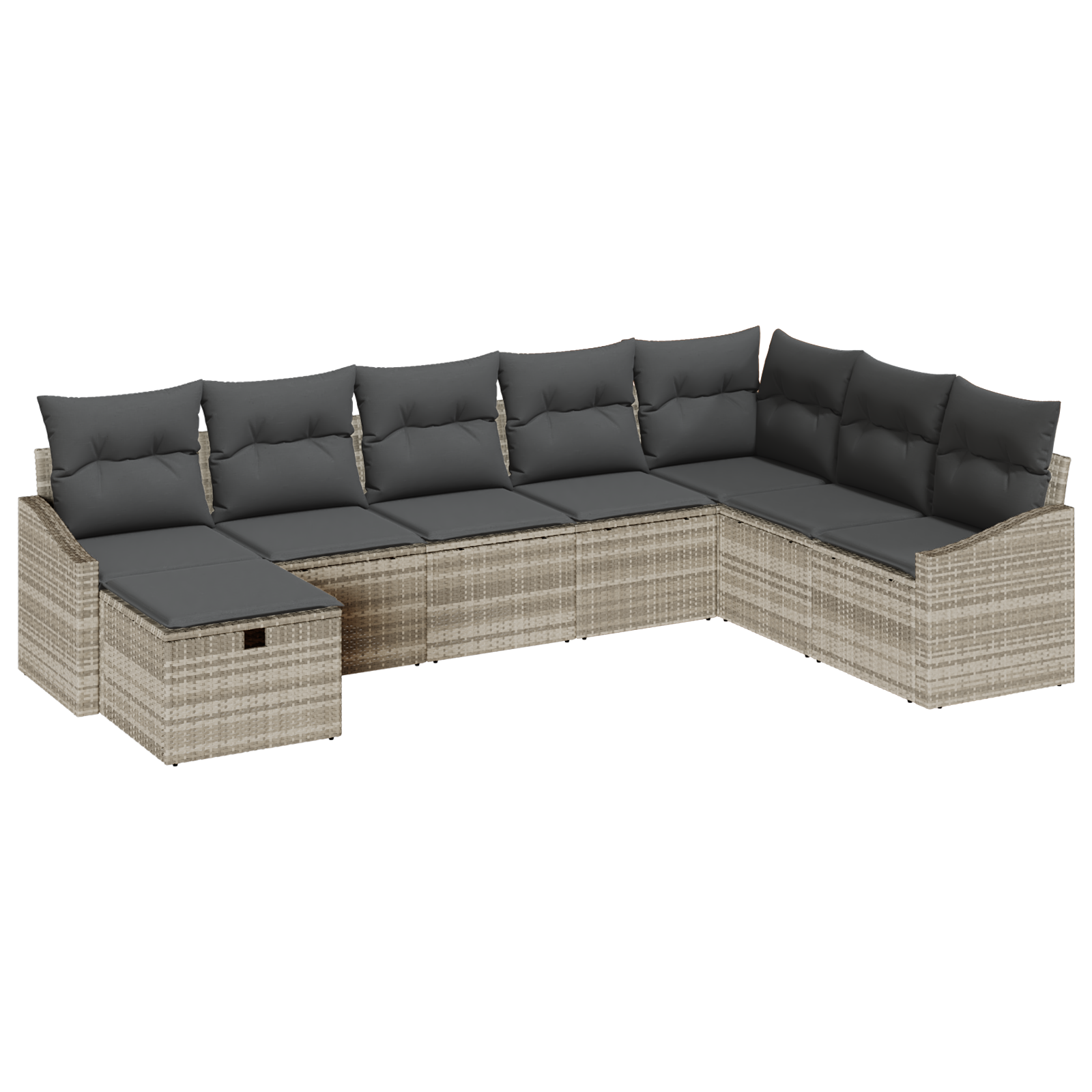 Set Divano da Giardino 8 Pezzi con Cuscini Grigio Chiaro Rattan Sintetico