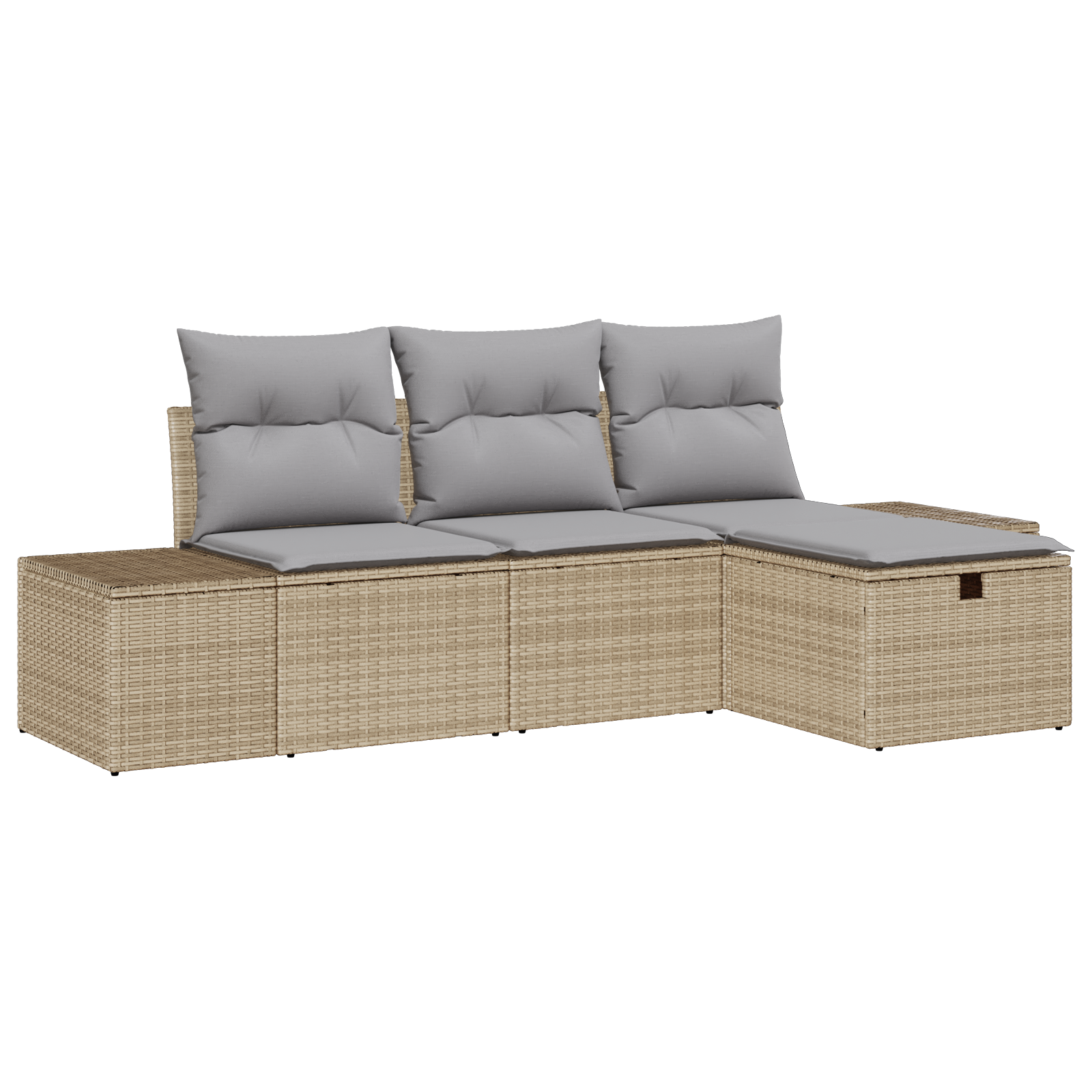 Set di divani da giardino 4 pezzi con cuscini beige in rattan sintetico