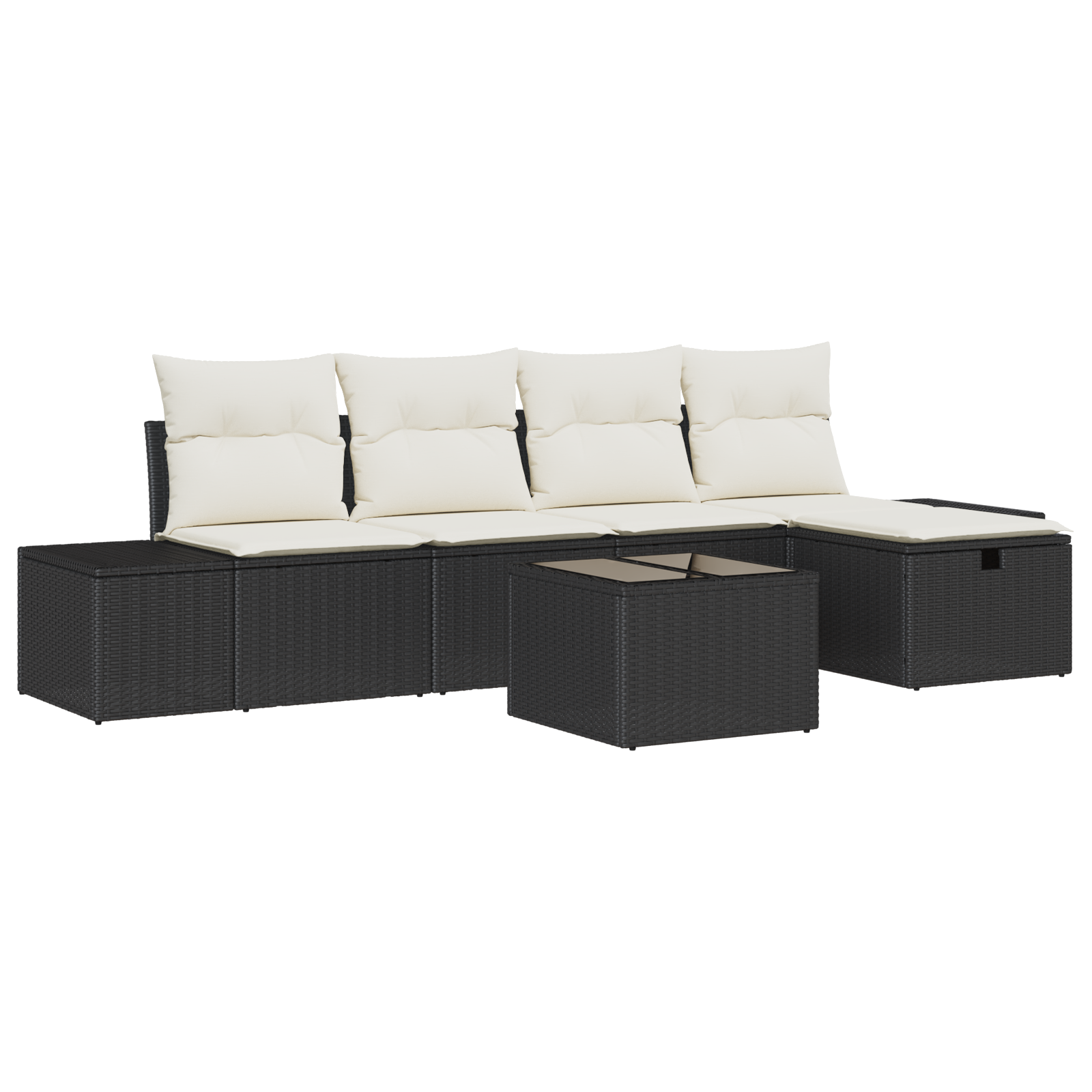 Set divani giardino 6 pezzi con cuscini in rattan nero