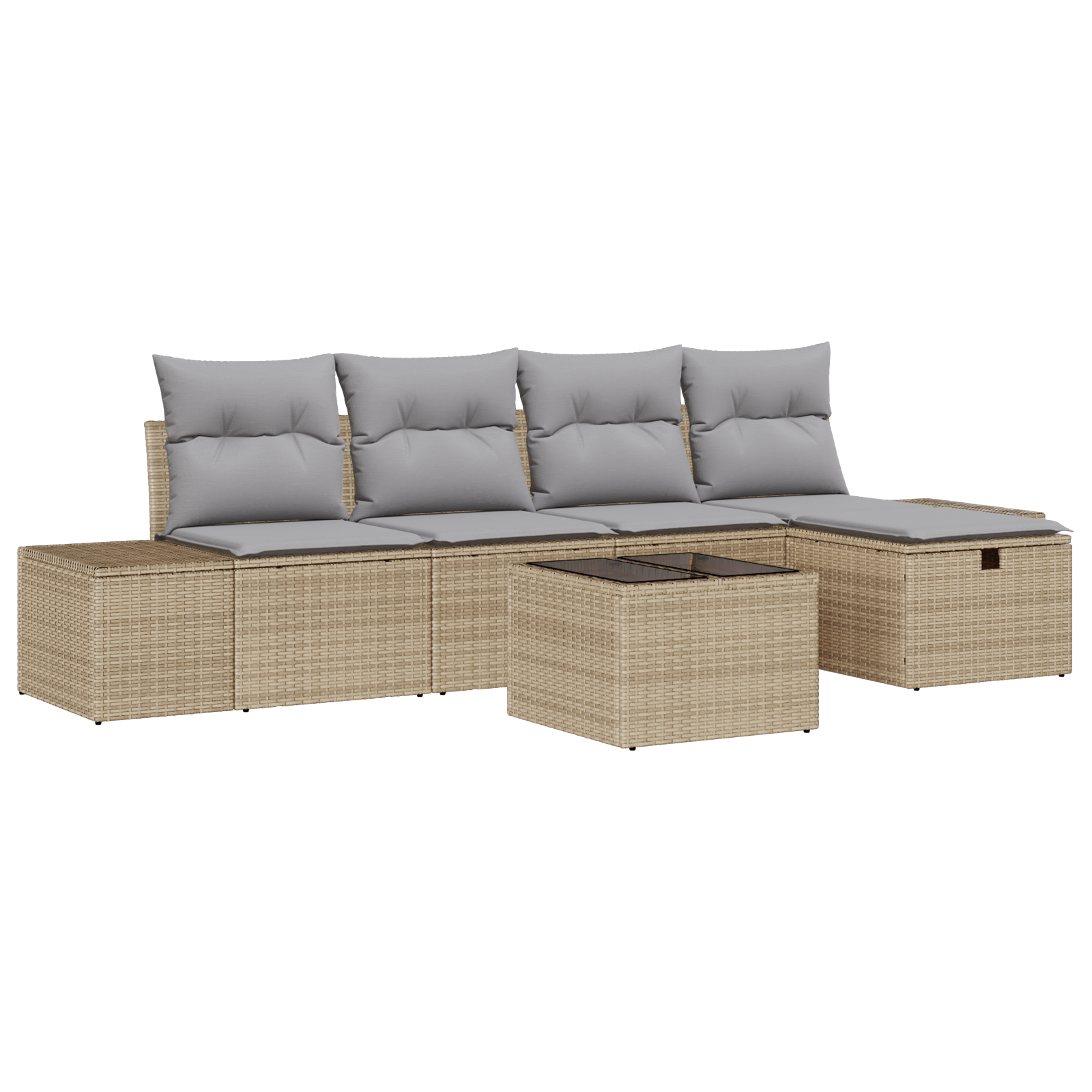 Set Divano da Giardino da 6 Pezzi con Cuscini Beige Polyrattan