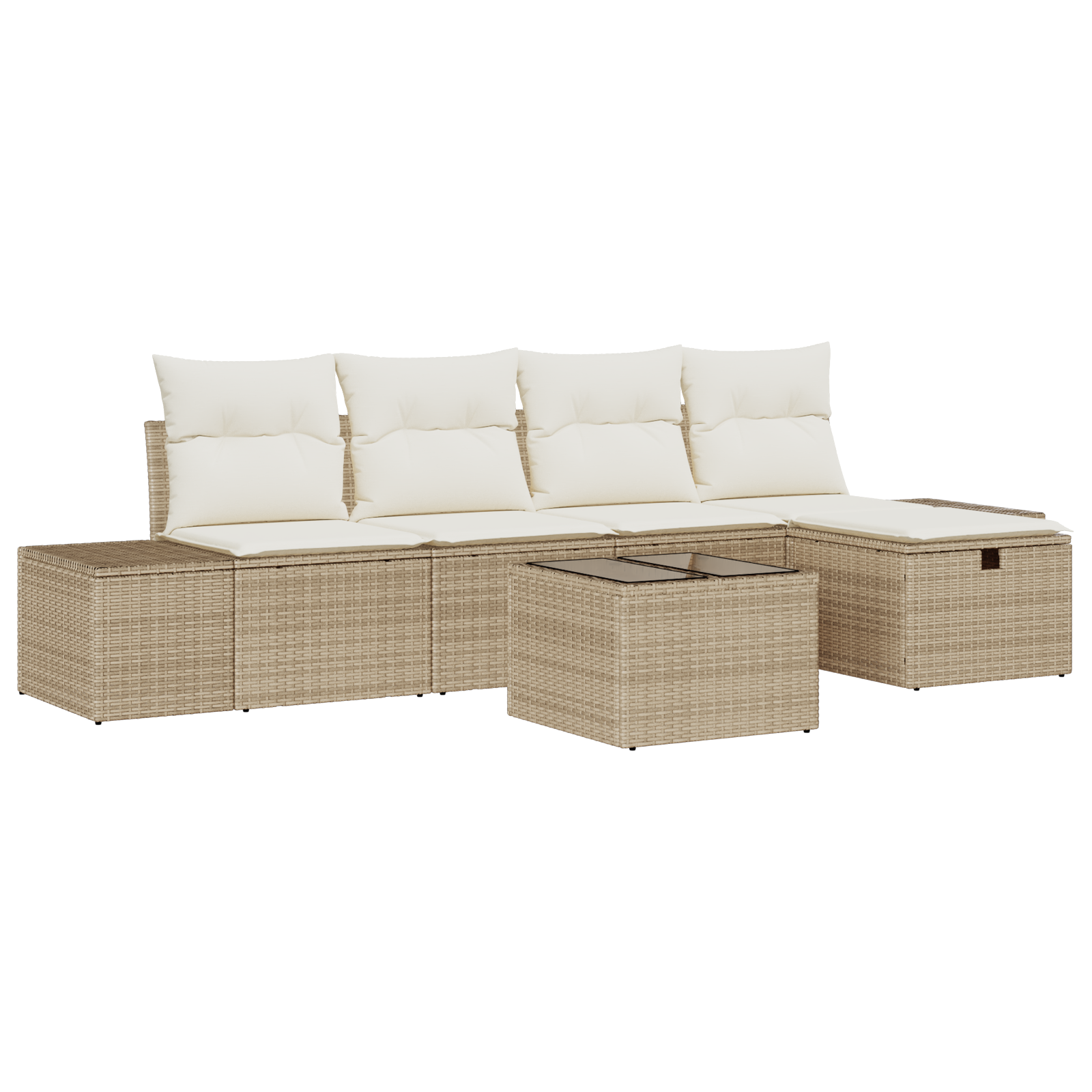 Set Divano Giardino 6 Pezzi con Cuscini Beige Rattan Polietilene