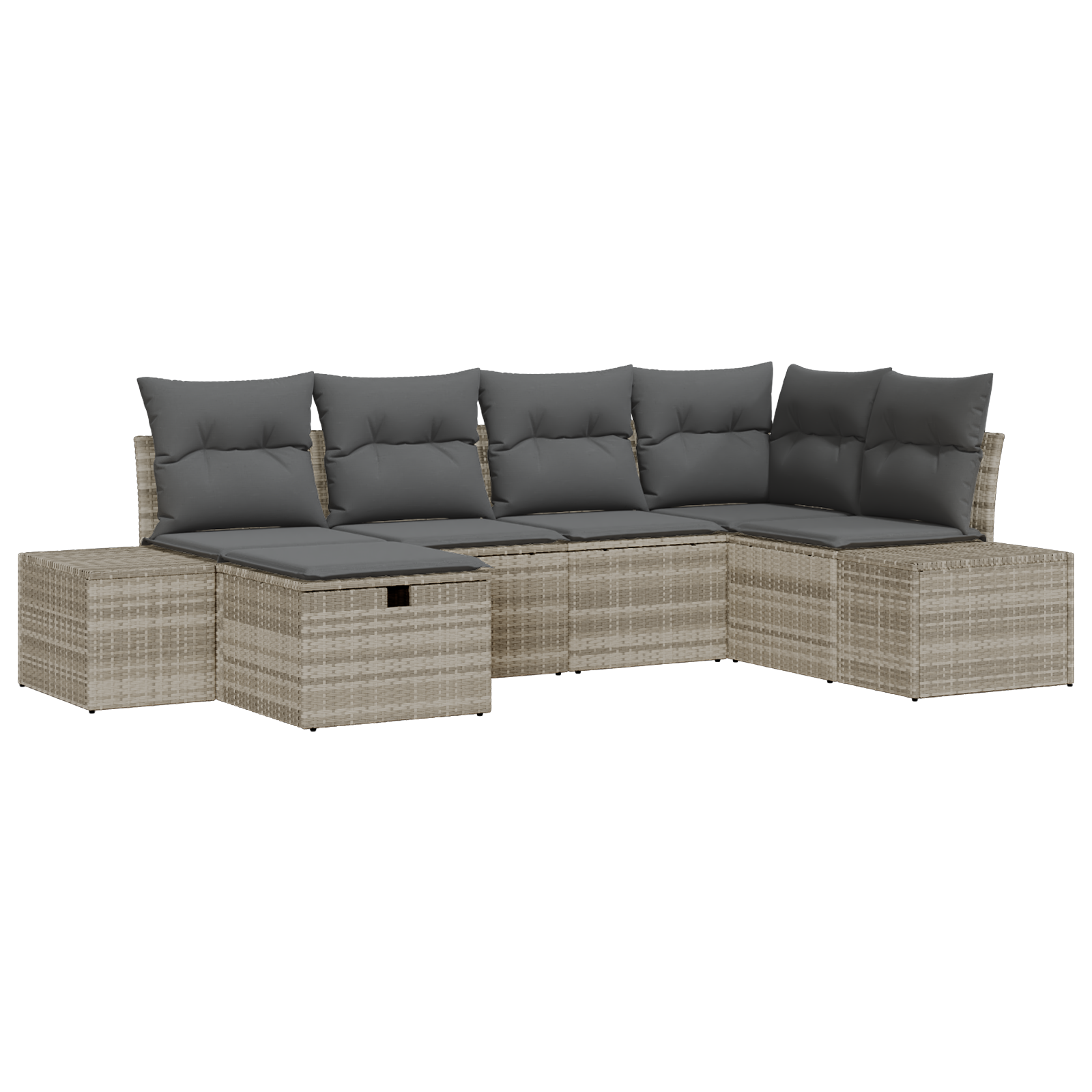 Set Divano da Giardino 6 Pezzi con Cuscini Grigio Chiaro Polyrattan
