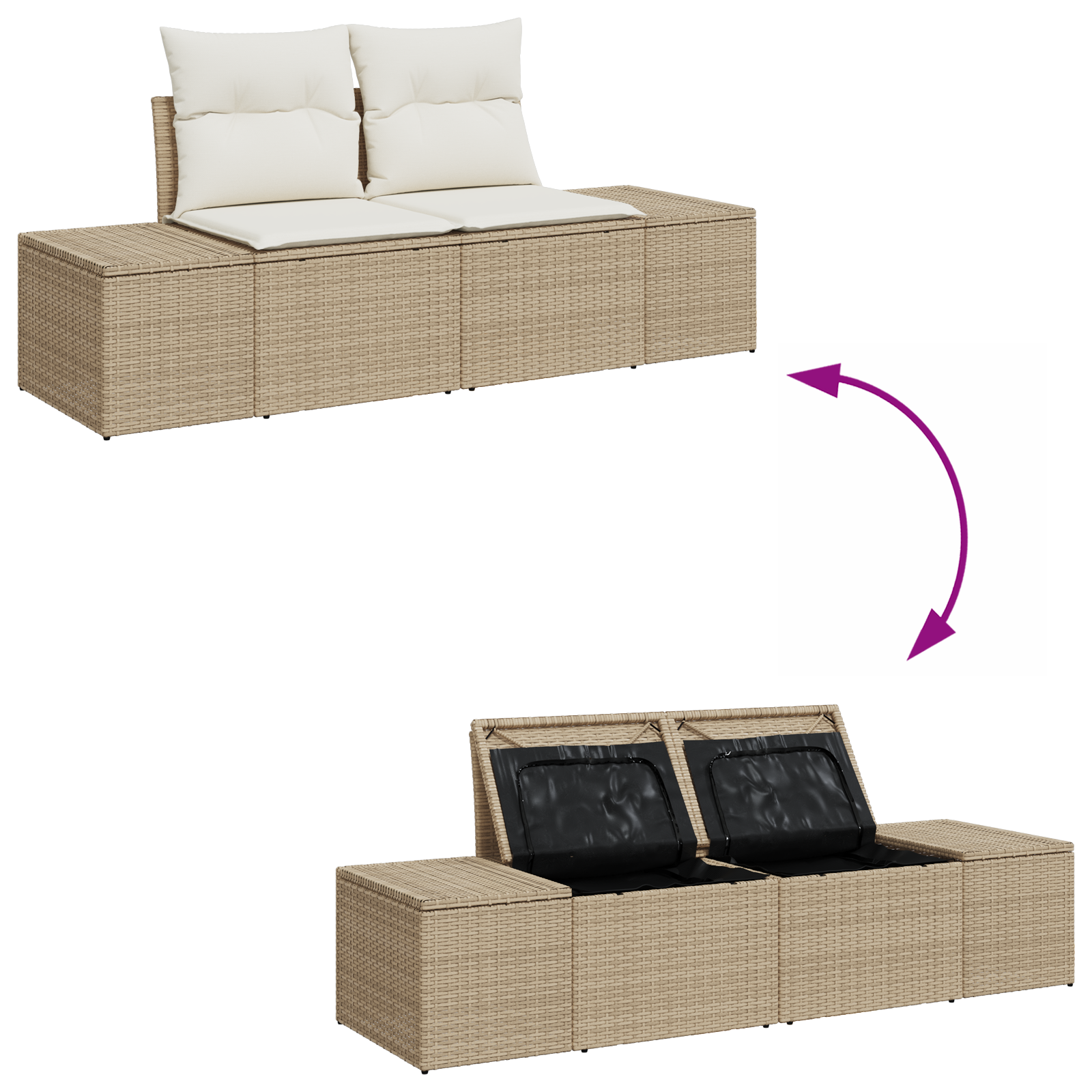 Set di divani da giardino a 6 pezzi con cuscini beige in rattan sintetico