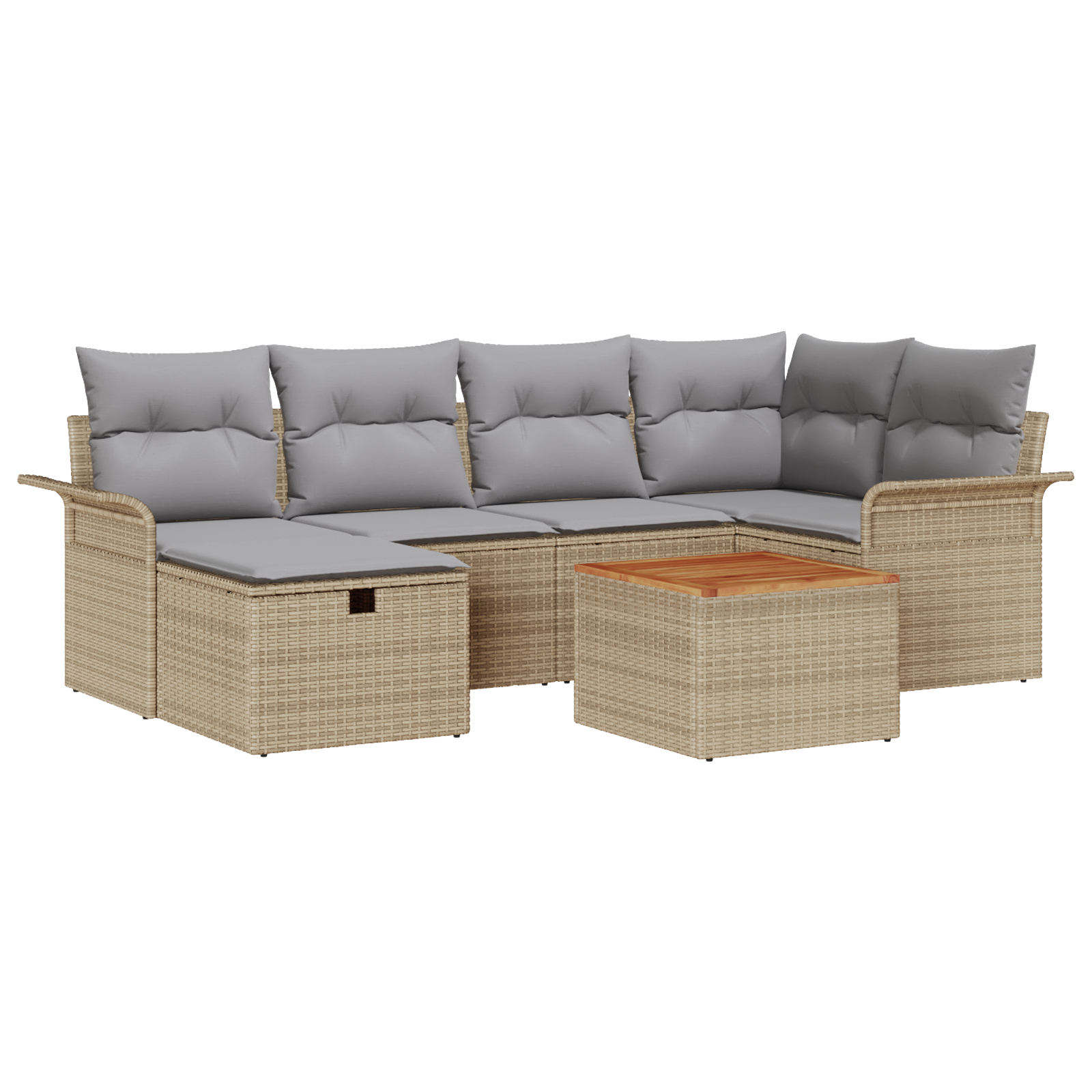 Set di divani da giardino  7 pezzi con cuscini beige in polirattan