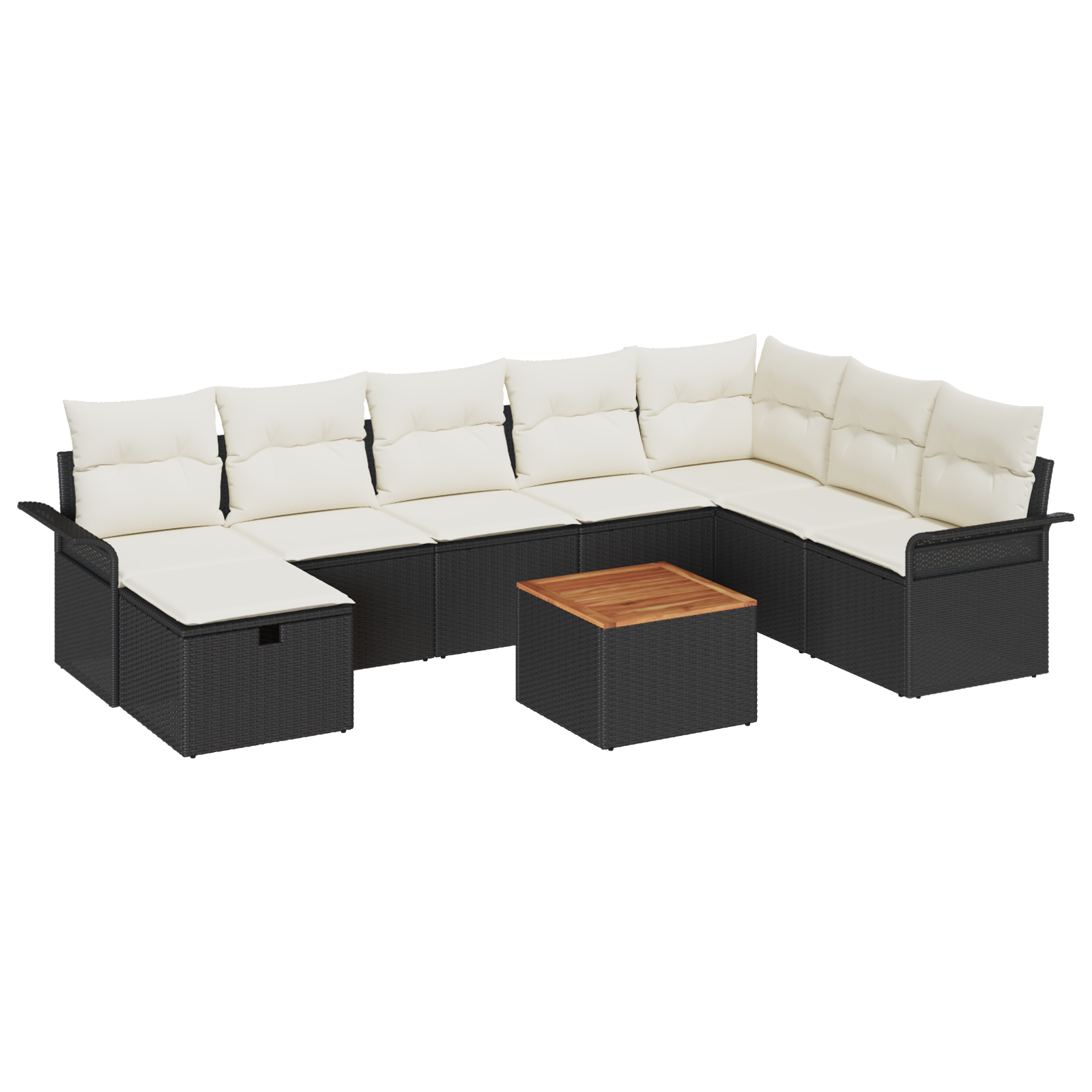 Set Divano Giardino  9 Pezzi con Cuscini Polyrattan Nero