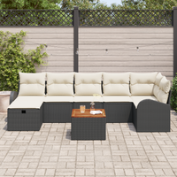 Set Divano Giardino Modulari da 8 Pezzi con Cuscini in Polyrattan Nero