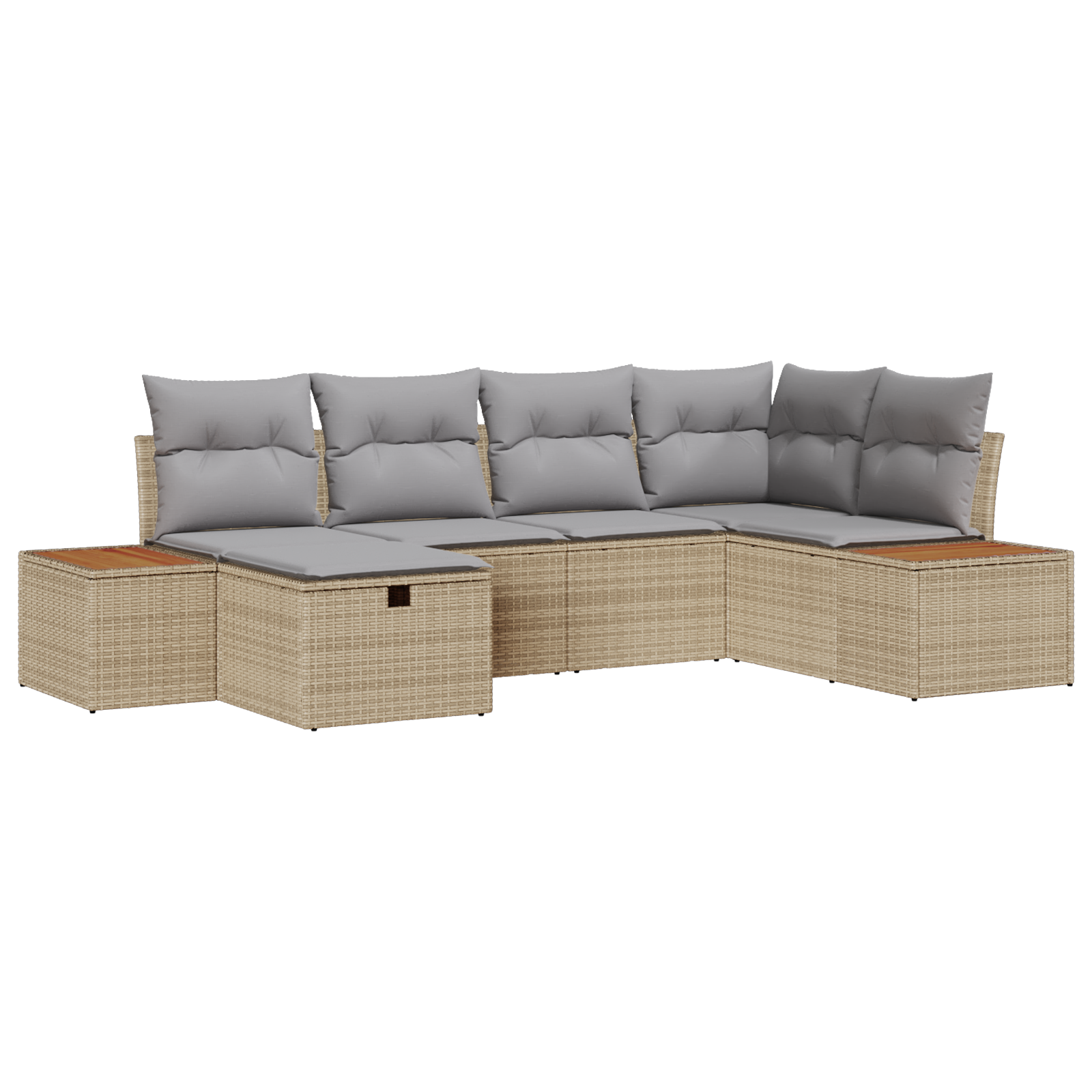 Set Divano da Giardino 6 Pezzi con Cuscini Beige Polyrattan