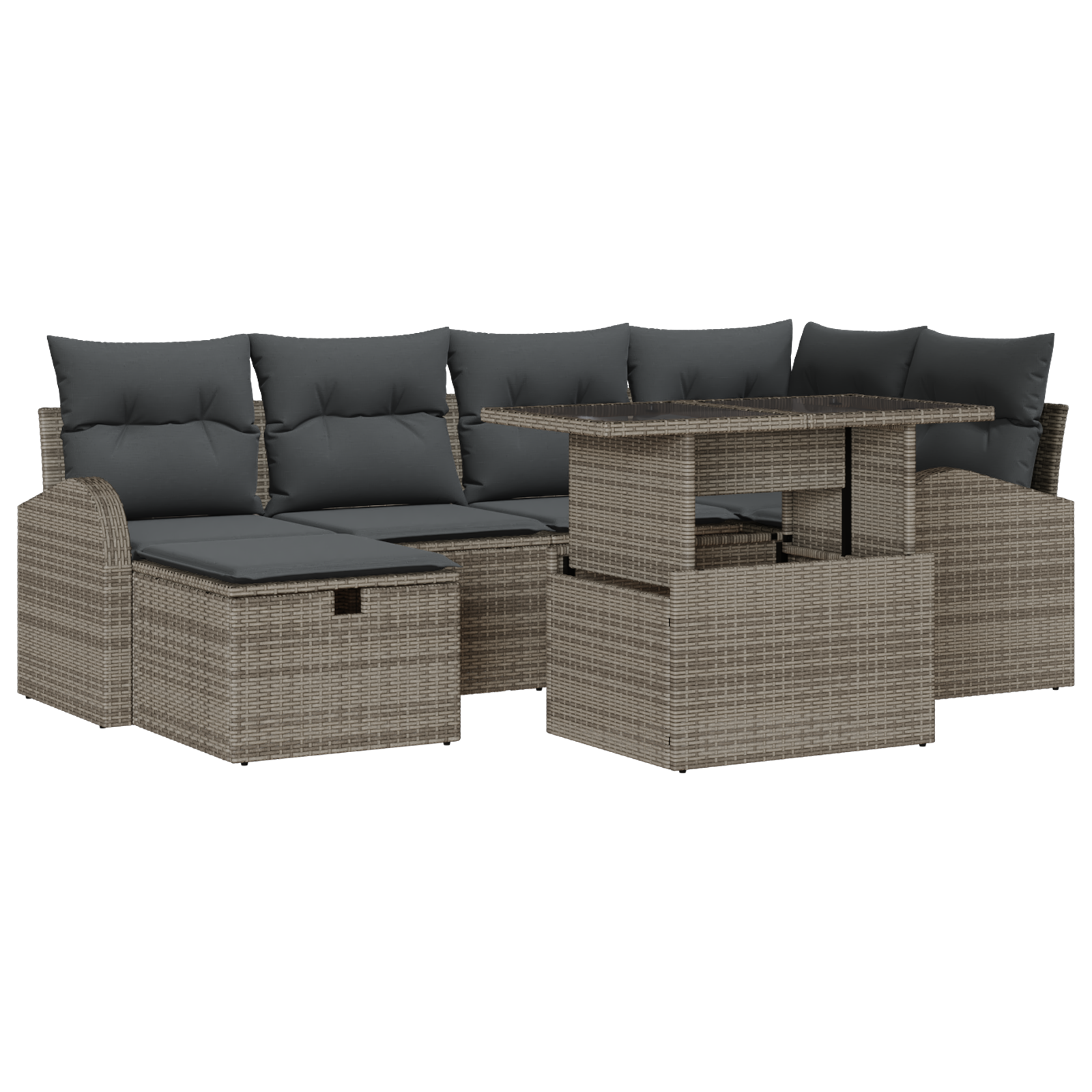 Set di Sofà da Giardino con Cuscini  7 Pezzi Grigio Polyrattan
