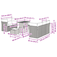 Set di divani da giardino 8 pezzi con cuscini in rattan poliestere nero di