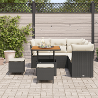 Set da Giardino 8 Pezzi con Cuscini Polyrattan Nero Acacia