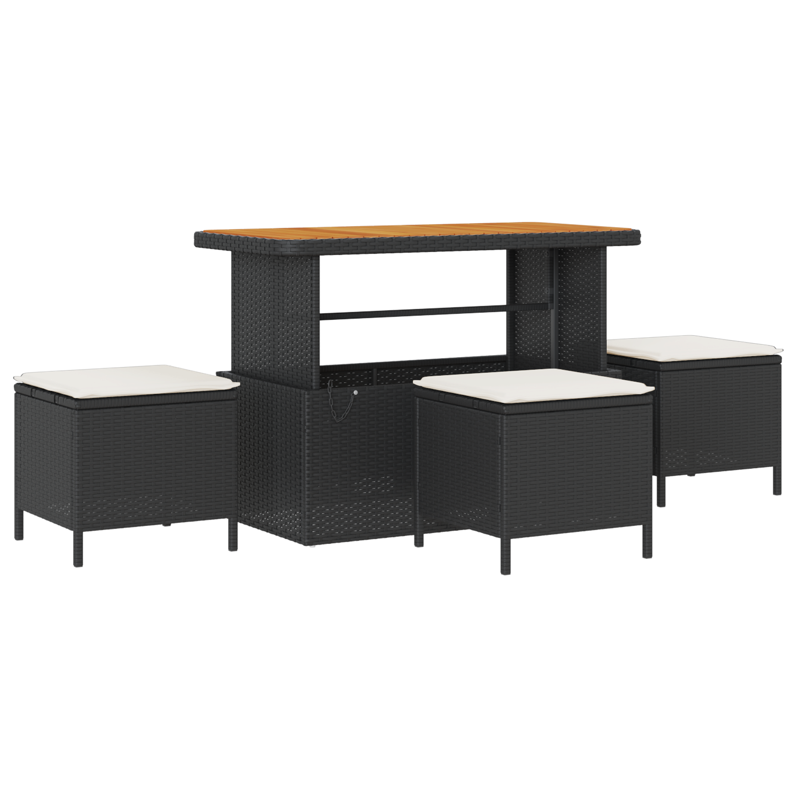 Set di divani da giardino  da 10 pezzi con cuscini in polyrattan nero e acacia