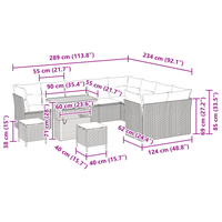 Set Divani Giardino  12 Pezzi con Cuscini Grigi Polyrattan Acacia