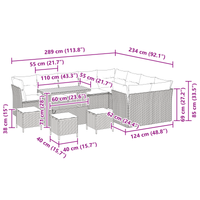 Set Divano da Giardino  da 13 Pezzi con Cuscini Beige Polyrattan Acacia